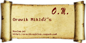 Oravik Miklós névjegykártya
